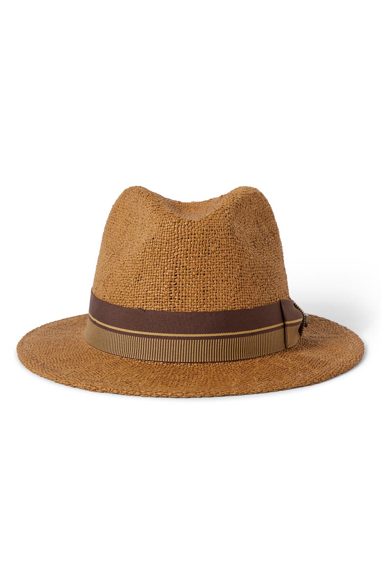 Brixton Roma Straw Fedora, Main, color, Coffee