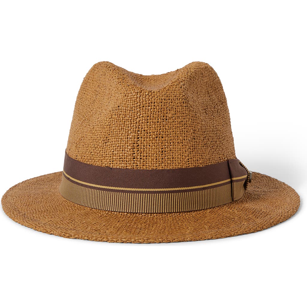 Brixton Roma Straw Fedora In Coffee