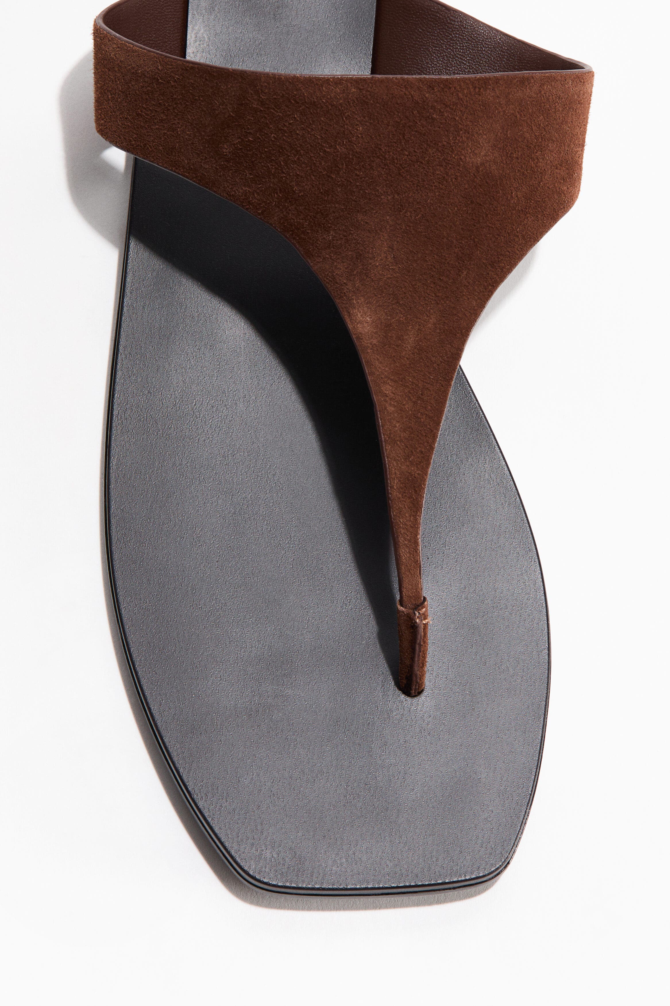 H&M Leather Sandals, Main, color, Dark Brown