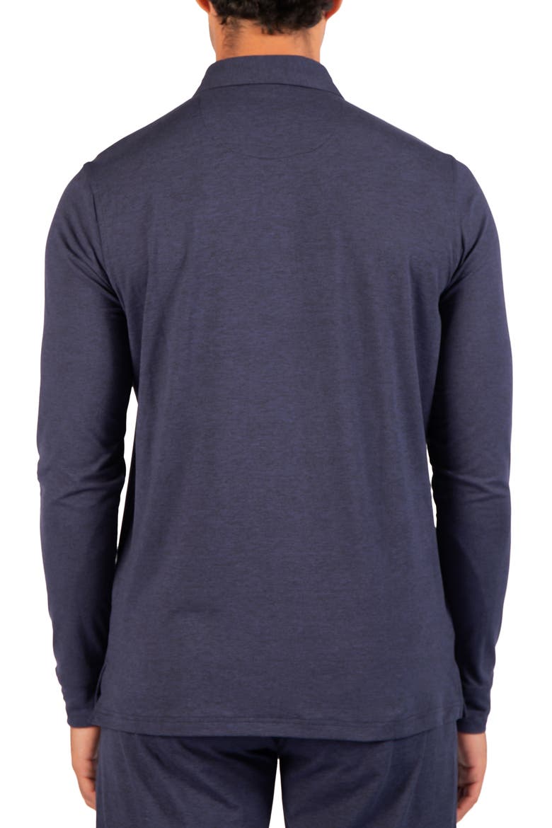 Brushed Melange Long Sleeve Polo, Alternate, color, NAVY