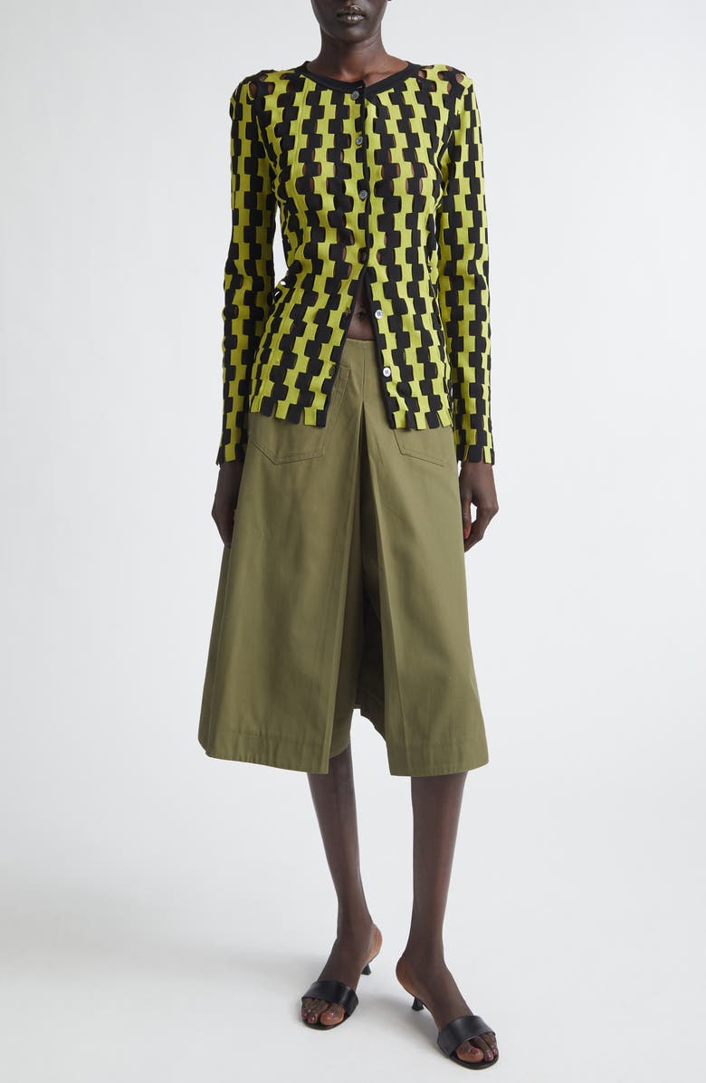 ZANKOV Bowery Open Stitch Cardigan, Alternate, color, Black/ Aloe Multi