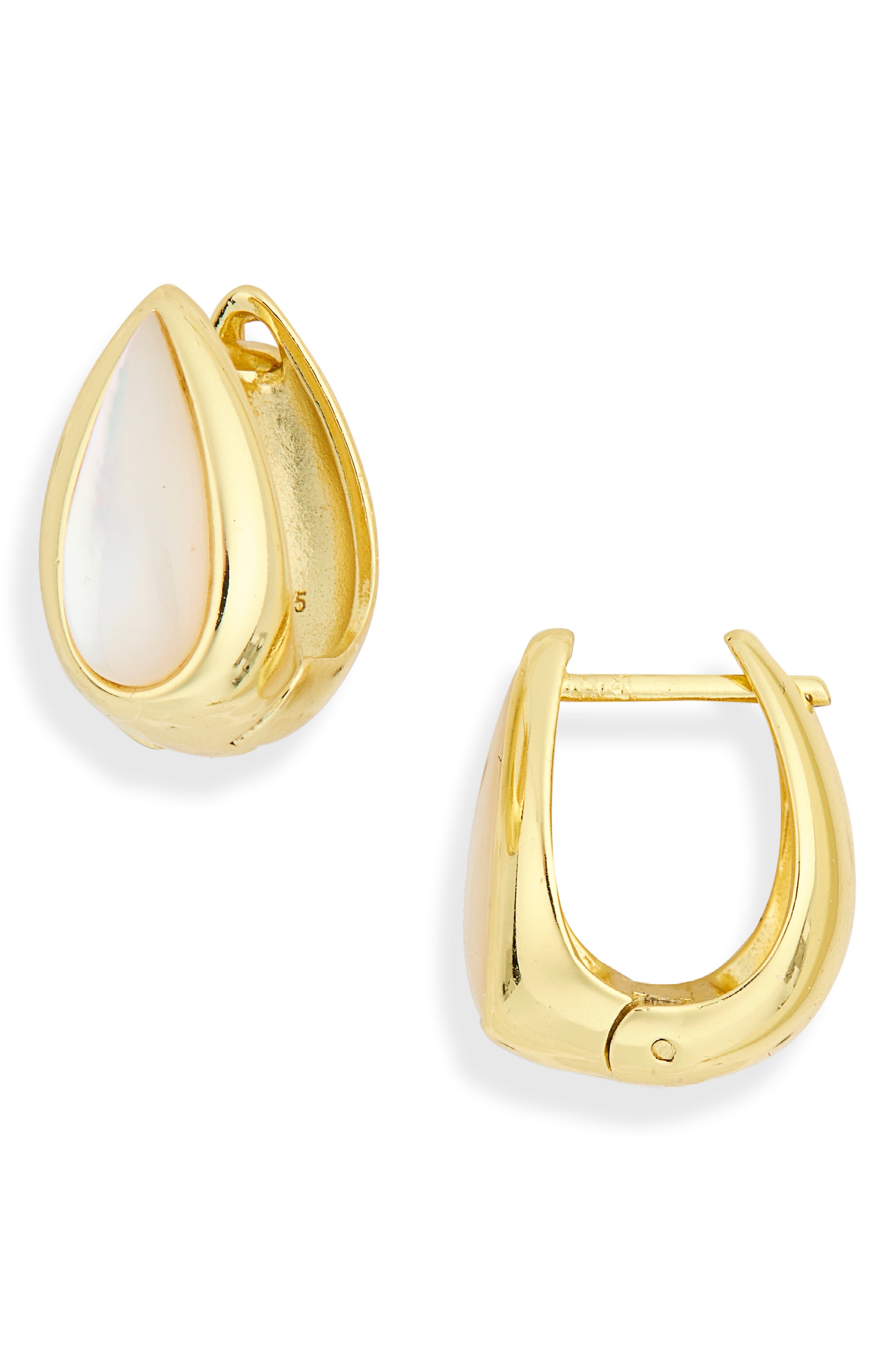 Mother of Pearl Drop Huggie Earrings