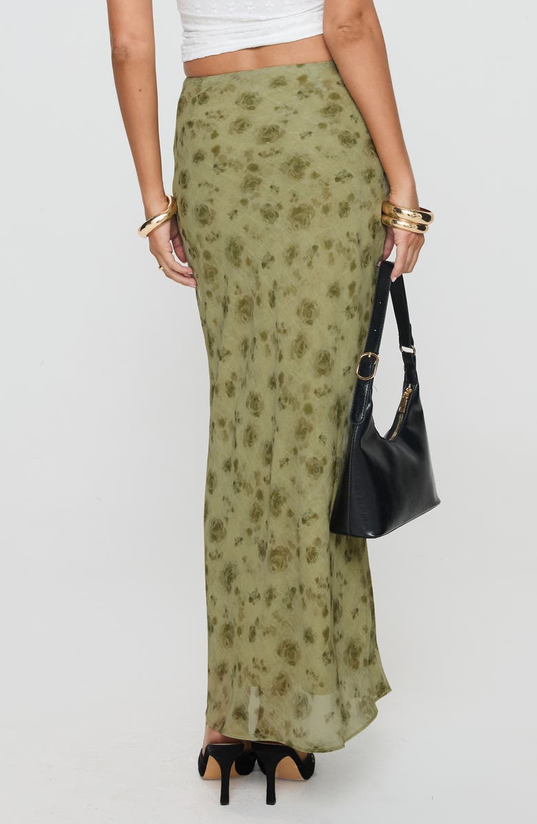 Princess Polly Piazia Chiffon Maxi Skirt, Alternate, color, Green