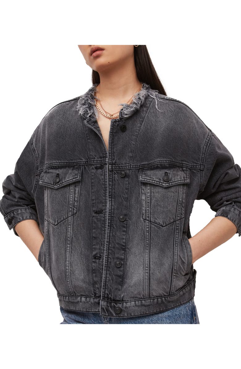 AllSaints Bloom Denim Trucker Jacket, Main, color, 