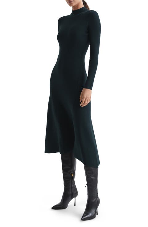 Chrissy Mock Neck Long Sleeve Midi Dress