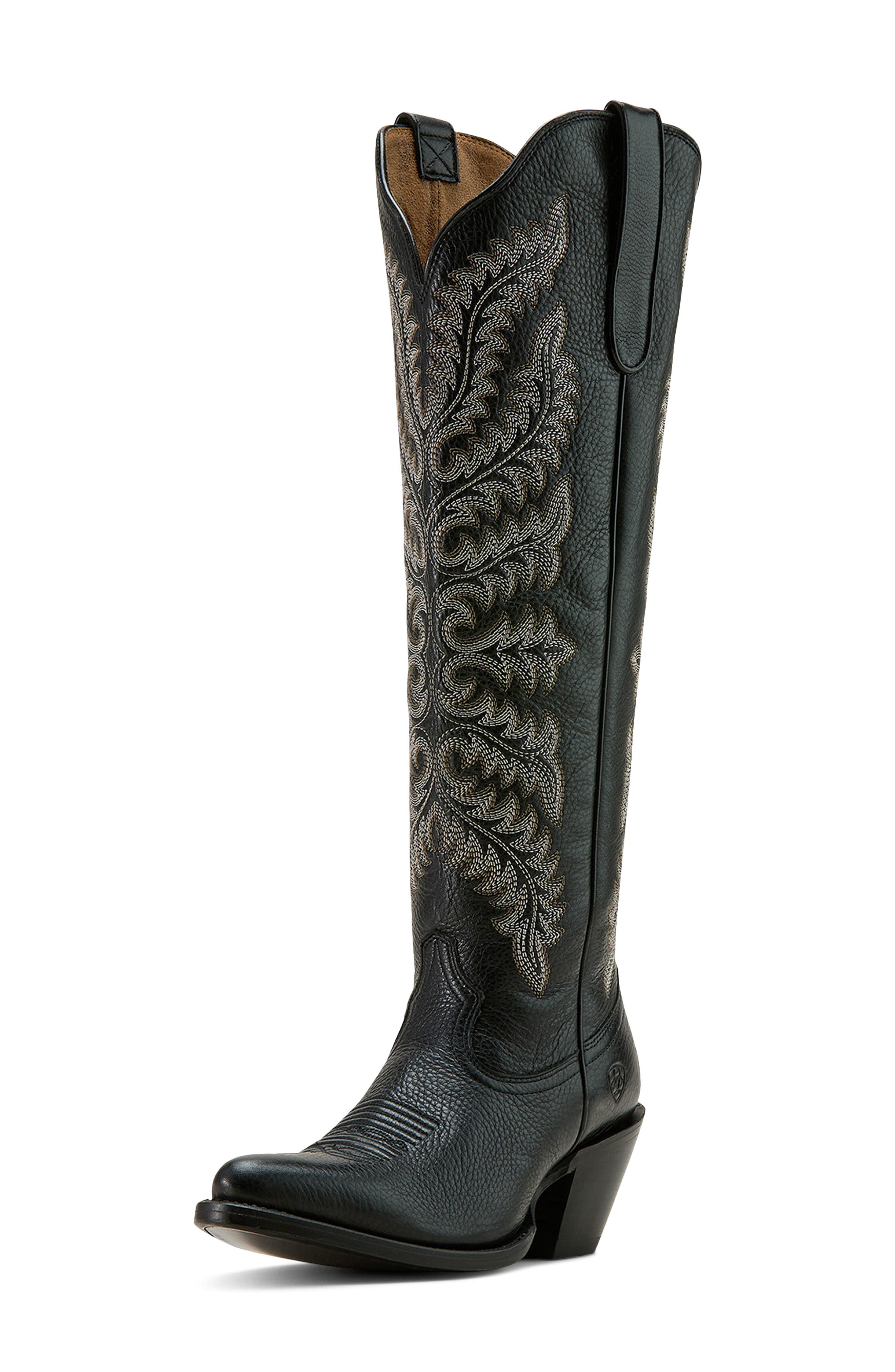 Ariat Helena Cowboy Boot, Main, color, Black Deertan