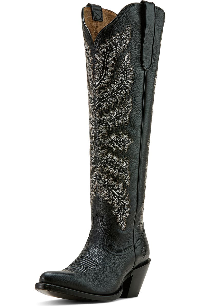 Ariat Helena Cowboy Boot, Main, color, Black Deertan