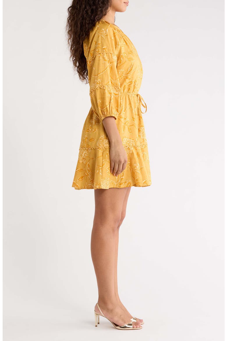 Dabria Floral Tiered Cotton Minidress, Alternate, color, MUSTARD