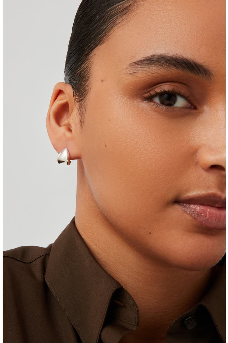 Mini Paige Puff Earrings, Alternate, color, HIGH POLISH SILVER