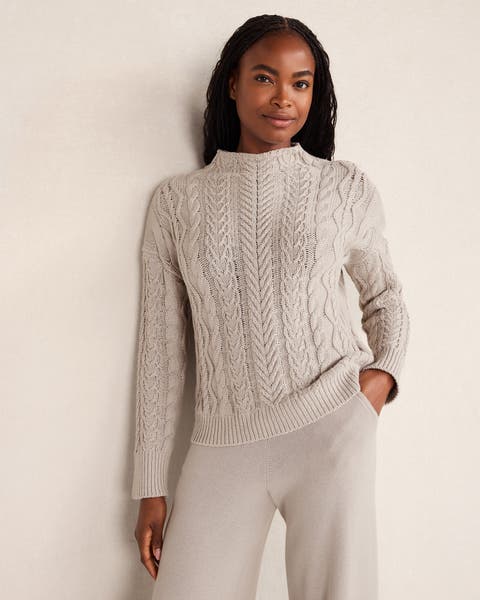 Organic Cotton Cable Mockneck Sweater