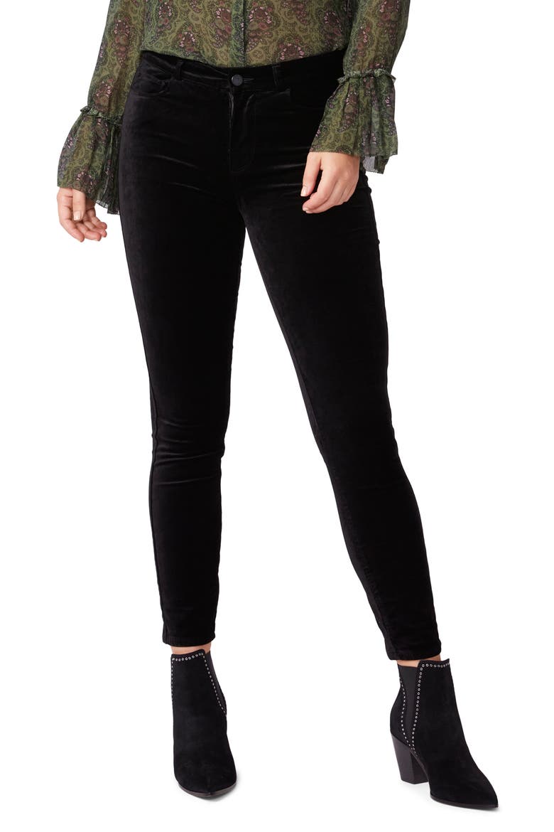 Hoxton Velvet Ankle Skinny Jeans, Main, color, BLACK VELVET