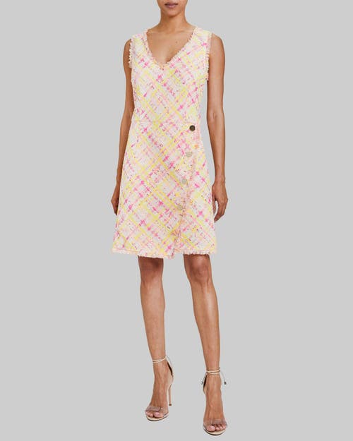 Santorelli Elia Sleeveless Fringe-trim Tweed Midi Dress In Petal Pink