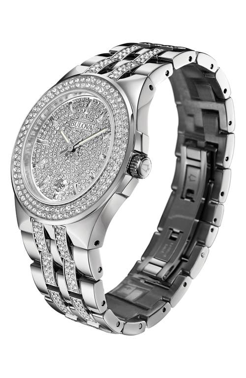 Bulova Pavé Crystal Bracelet Watch, 42mm In Silver