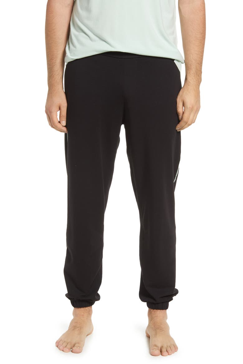 Men's Jogger Pajama Pants, Main, color, BLACK WITH MINT PIPING