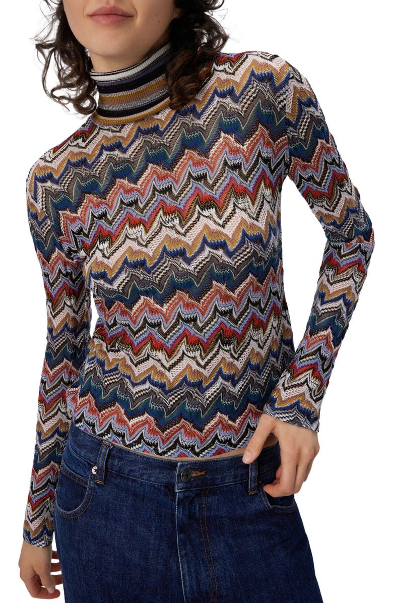Missoni Slim Fit High-neck Sweater In Embroidered Lace, Alternate, color, Multicoloured