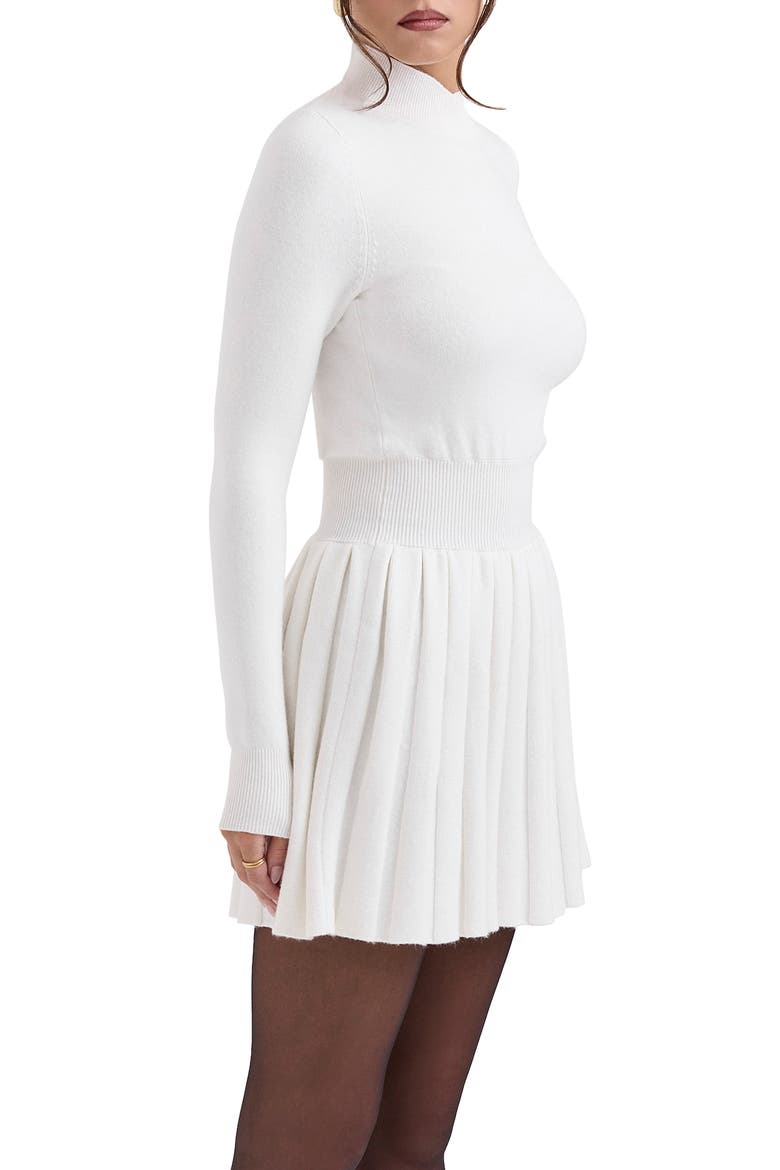 Willow Mock Neck Long Sleeve Mini Sweater Dress, Alternate, color, WHITE