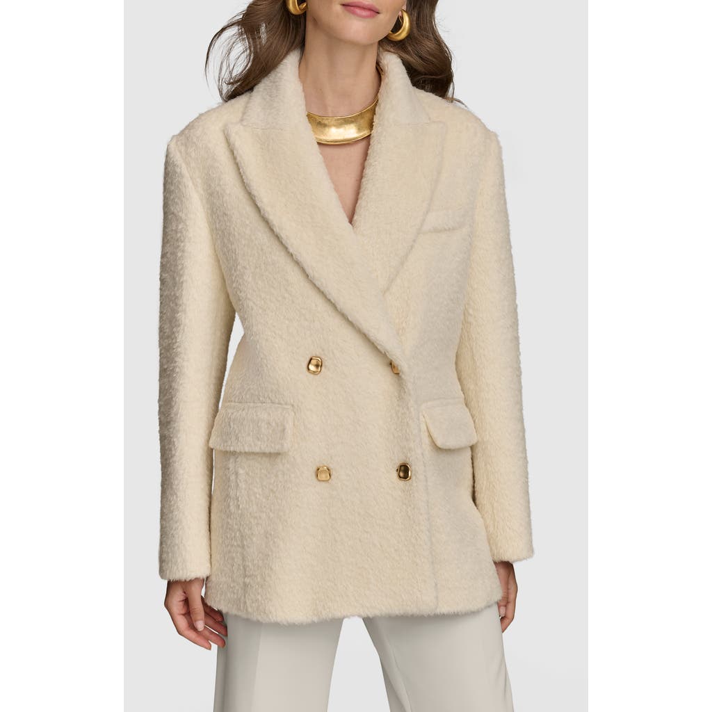 Donna Karan New York Faux Shearling Wool Blazer In Ivory