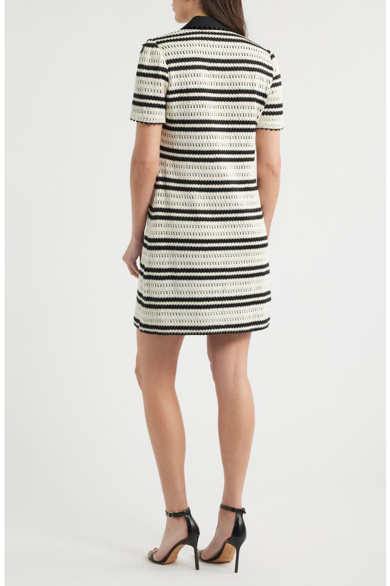 Collar Open Stitch Shift Dress, Alternate, color, NAT BLACK