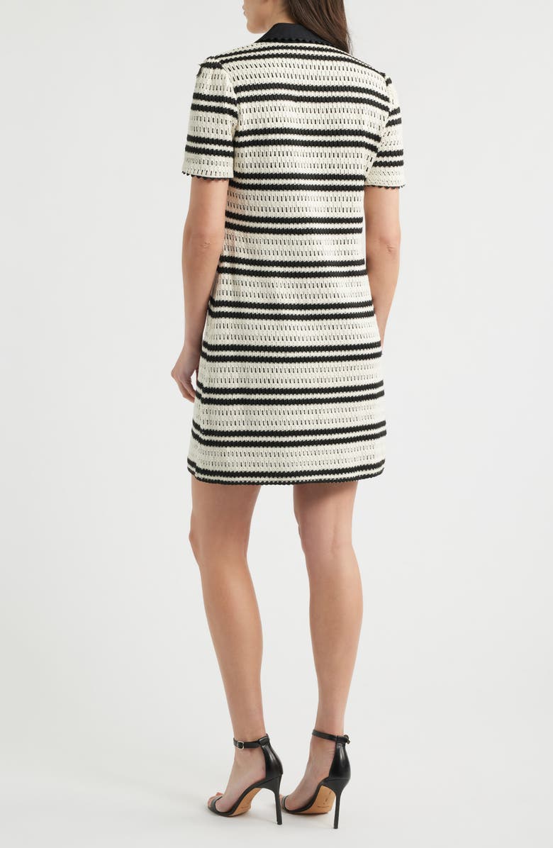 Eliza J Collar Open Stitch Shift Dress, Alternate, color, Nat Black