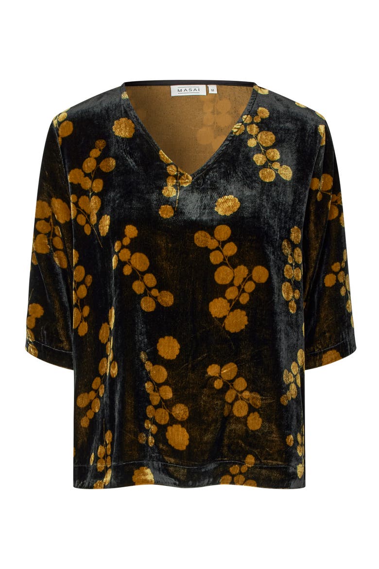 Estela V-Neck Short Sleeve Blouse, Alternate, color, Rubber