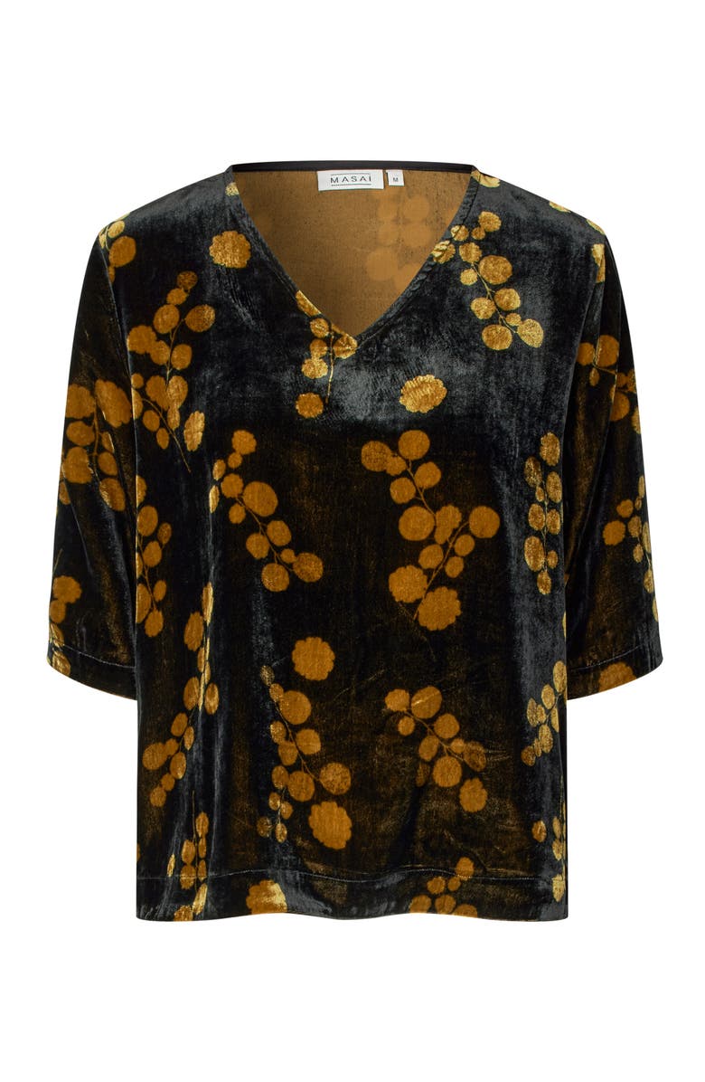 Masai Copenhagen Estela V-Neck Short Sleeve Blouse, Alternate, color, Rubber