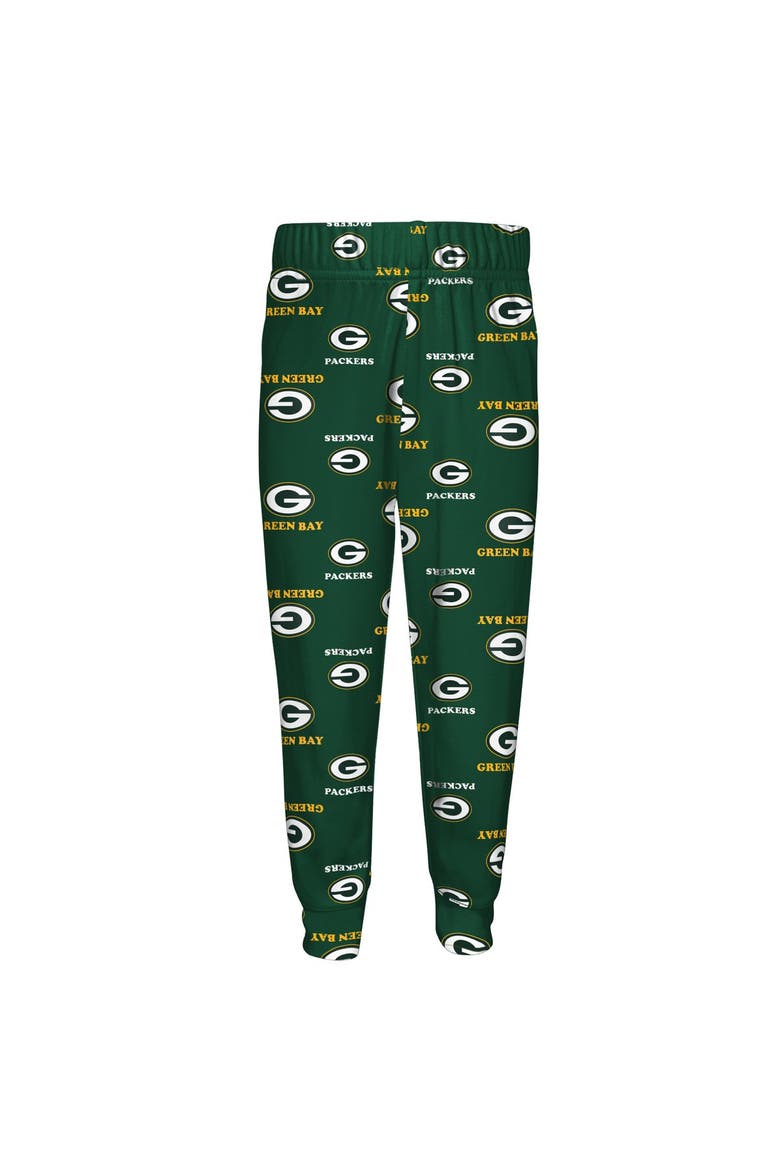 Youth Outerstuff Green Green Bay Packers All-Over-Print Long Sleeve T-Shirt and Pants Sleep Set, Alternate, color, Green