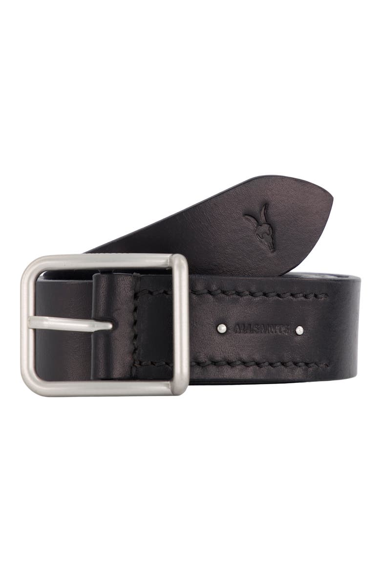 Ramskull Leather Belt, Alternate, color, DULL NICKEL