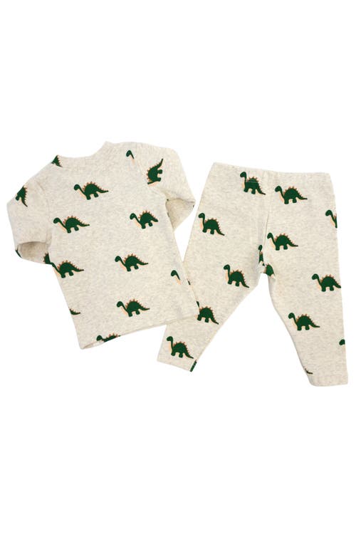 Oh Baby ! Dinosaur Print Two Piece Set In Malt