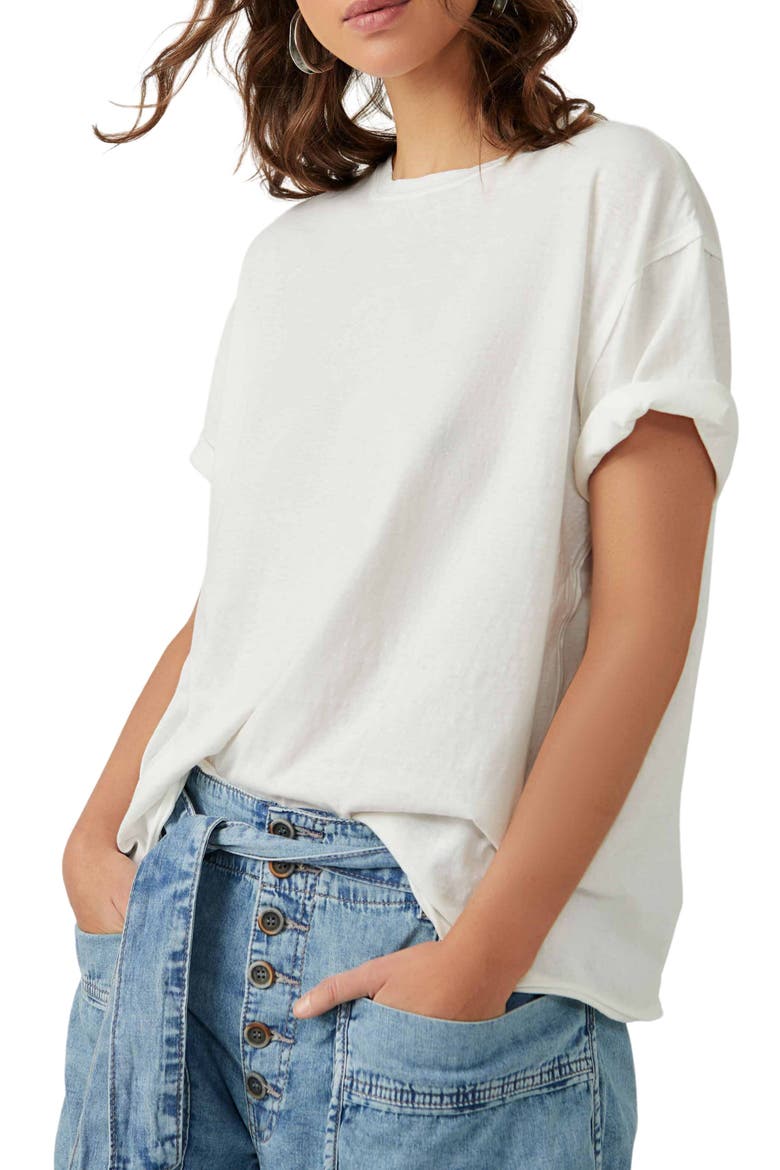 We The Free Nina Crewneck Cotton T-Shirt, Alternate, color, IVORY