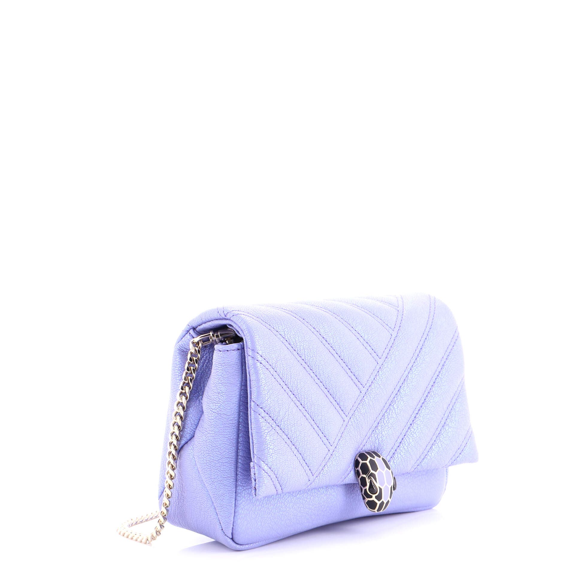 Serpenti Cabochon Shoulder Bag Diagonal Quilted Leather Mini, Alternate, color, Purple