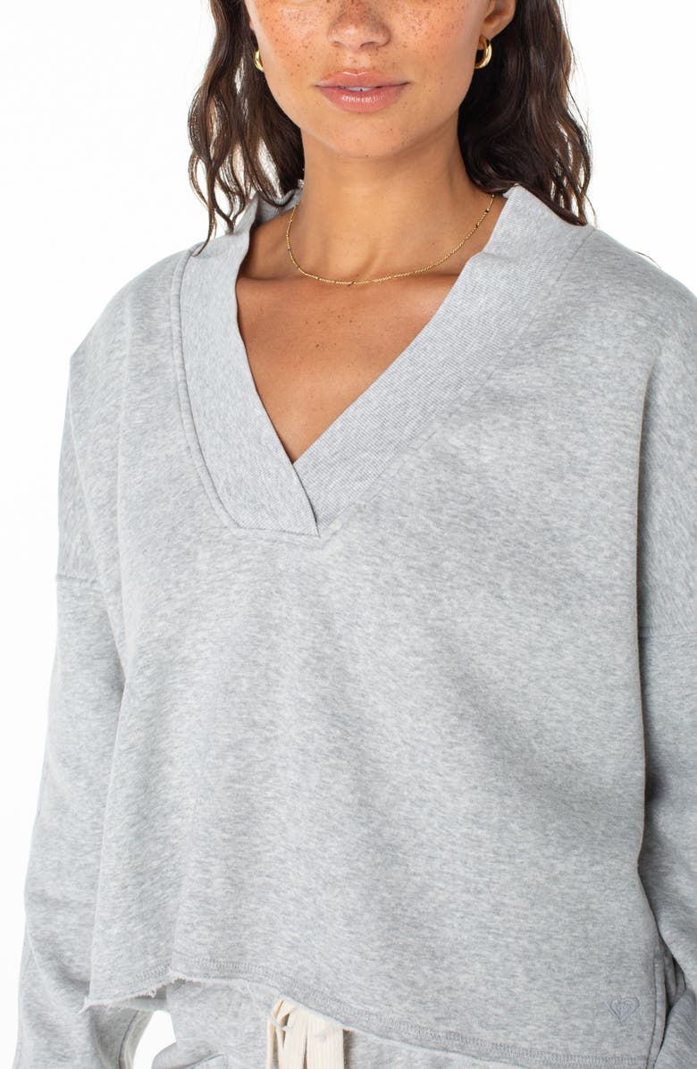 Roxy Lowland Pullover V-Neck Sweater, Alternate, color, Heather Grey