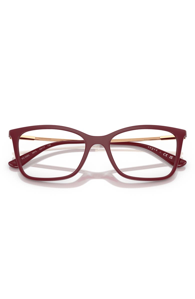 VOGUE 51mm Rectangular Optical Glasses, Alternate, color, Cherry