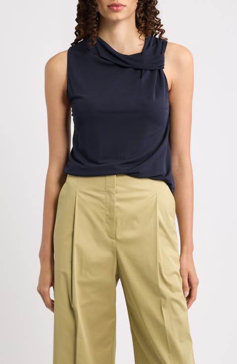 Epuete Drape Neck Jersey Top