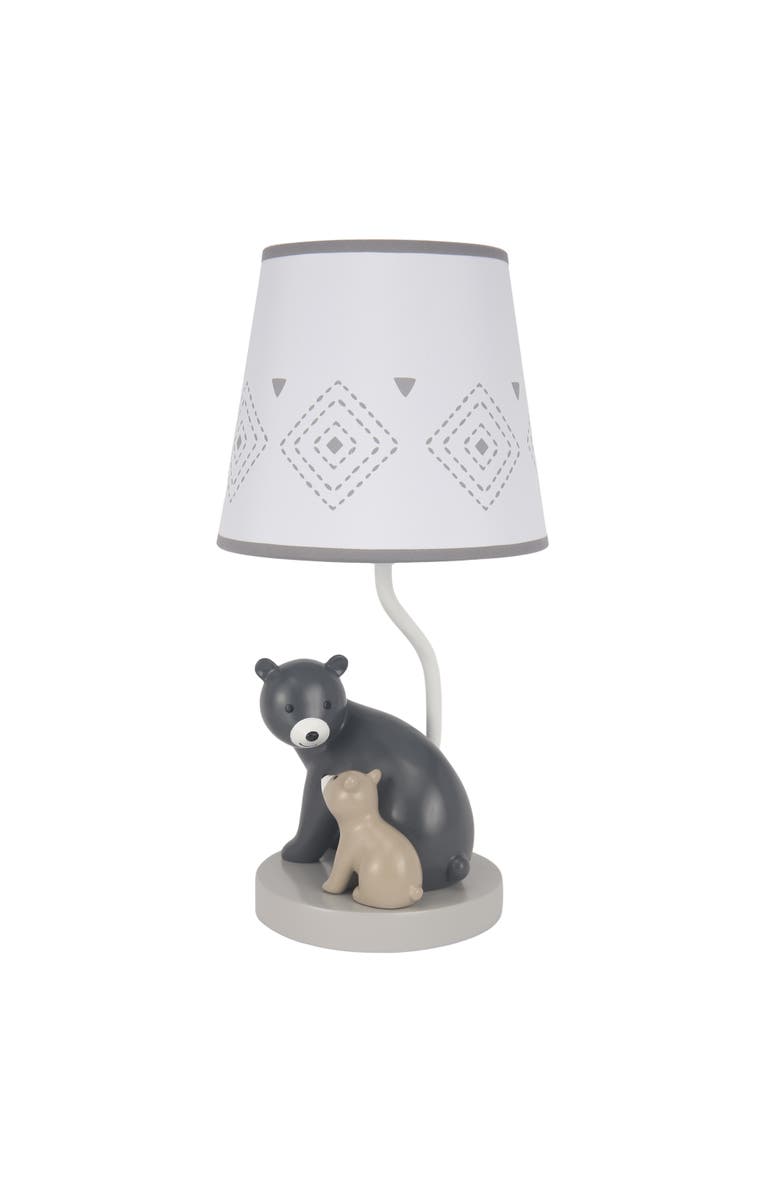 Lambs & Ivy Woodland Forest Bears Nursery Lamp with Shade & Bulb, Alternate, color, Grey Multi