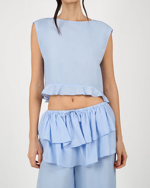 Boat Neck Ruffle Top