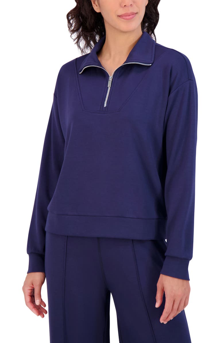 SAGE COLLECTIVE Scuba Knit Half Zip Pullover, Alternate, color, Iris