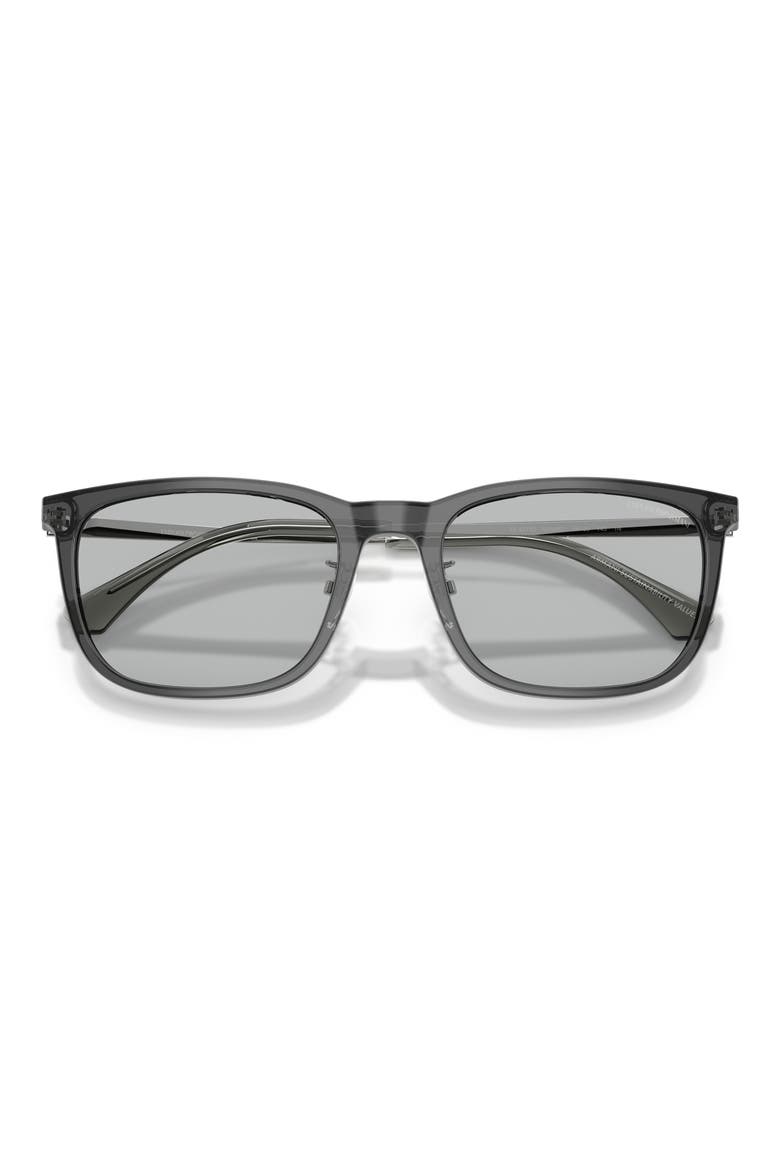 56mm Square Sunglasses, Alternate, color, SHINY TRANSPARENT GREY / LIGHT