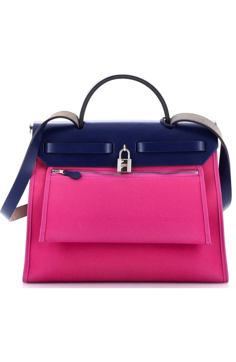 Pre-Owned Hermes Herbag Zip Leather and Toile 31, Alternate, color, Rose Pourpre