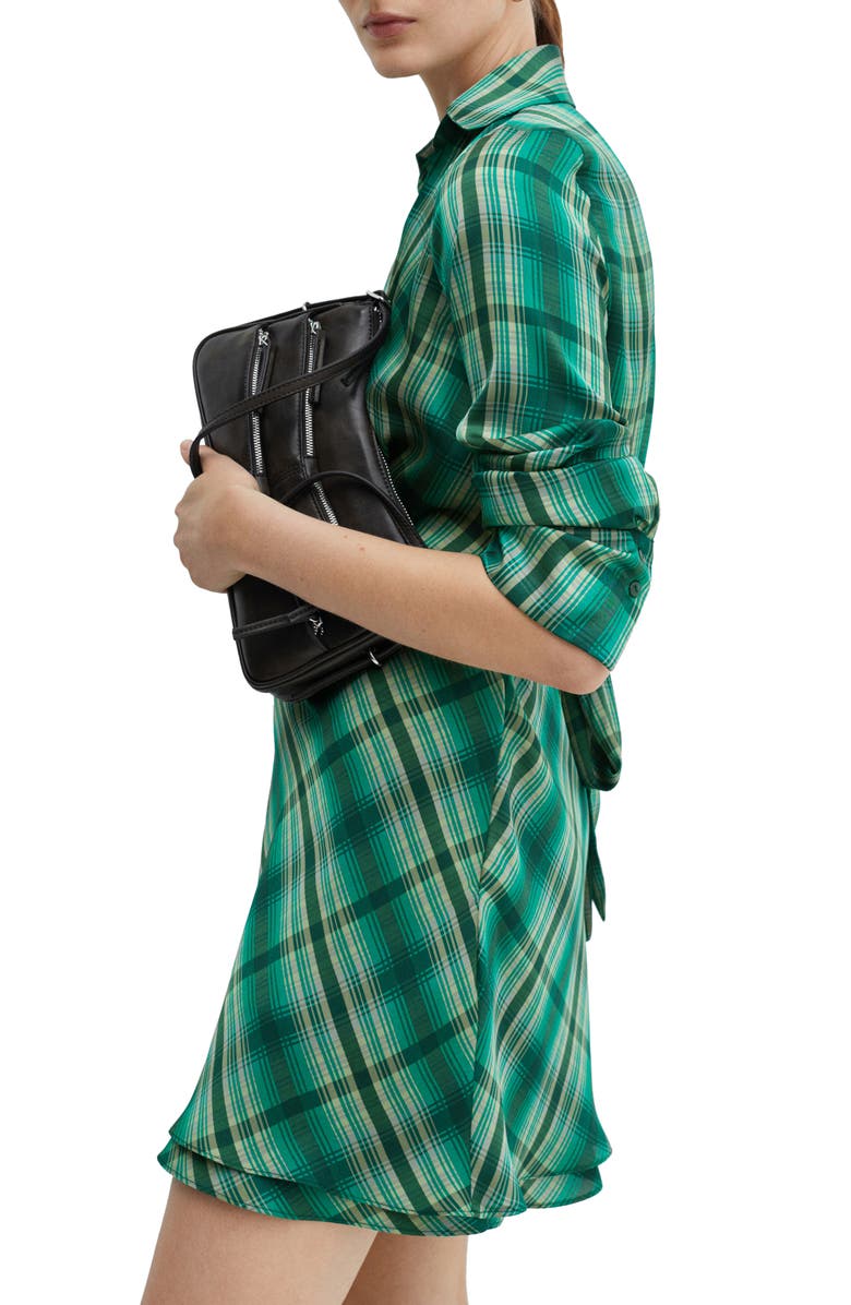 MANGO Check Faux Wrap Shirtdress, Alternate, color, 