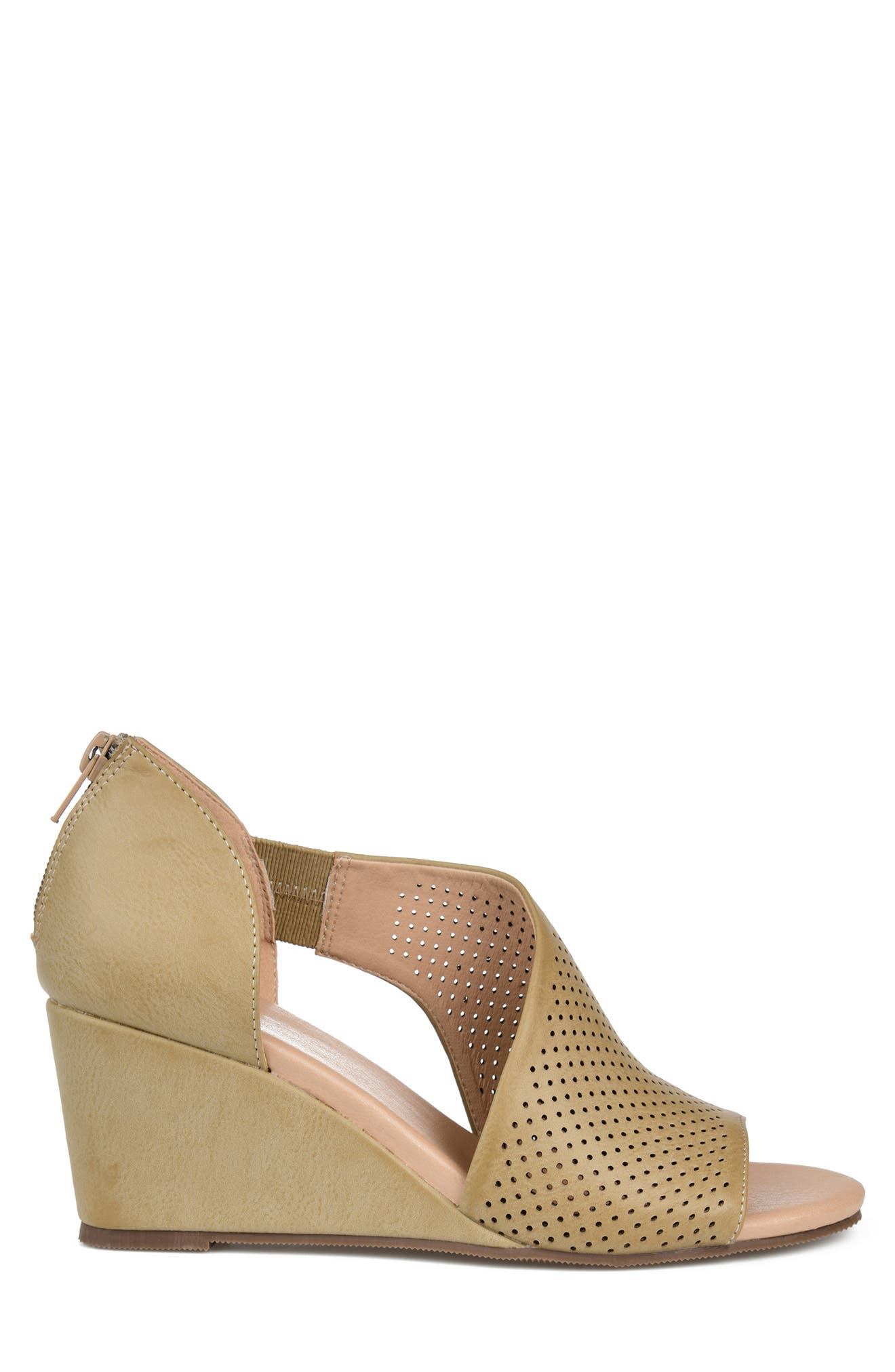 Aretha Perforated Wedge Sandal - Wide Width, Alternate, color, TAUPE