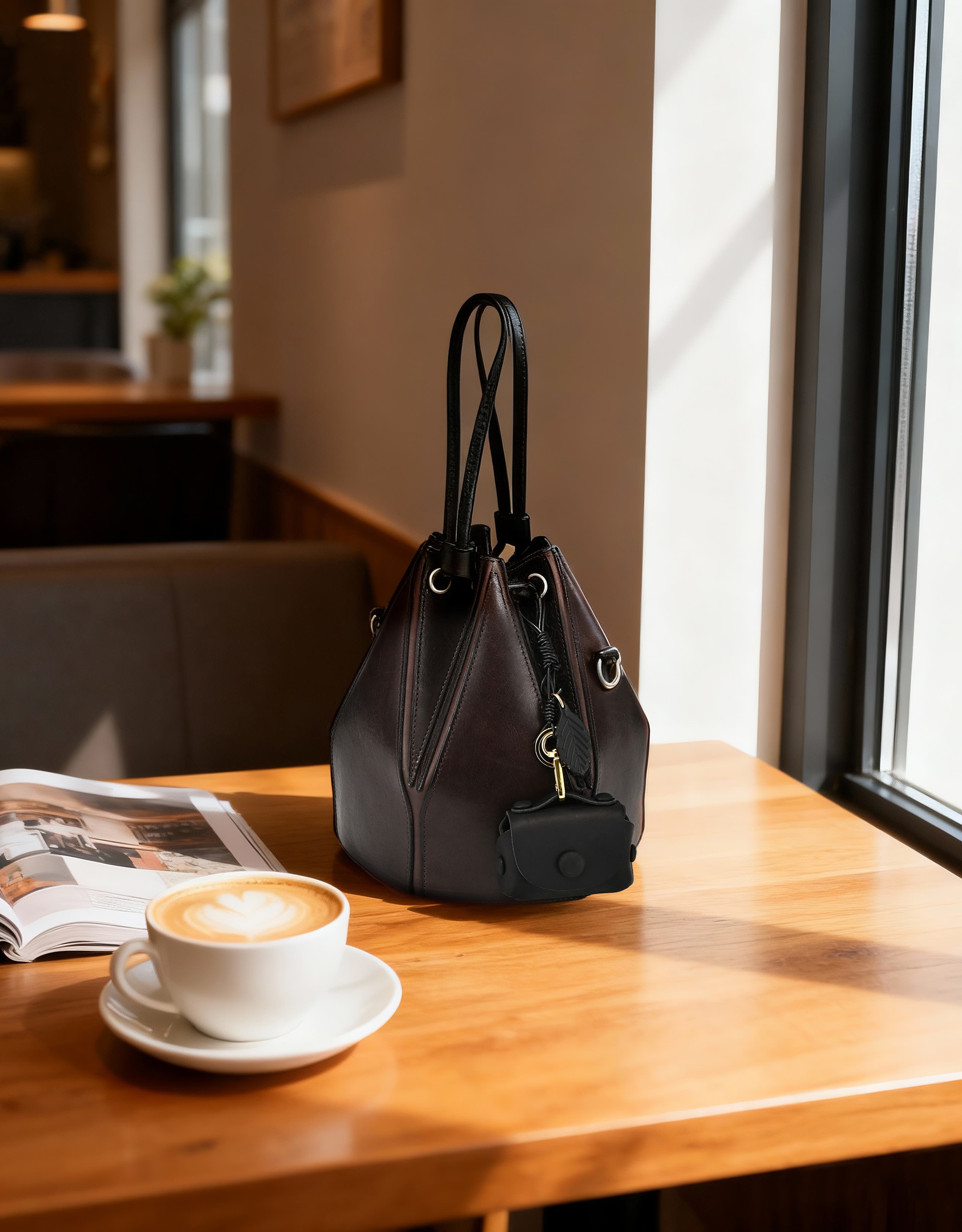 OLD TREND Satch Genuine Leather Mini Charm, Alternate, color, Black