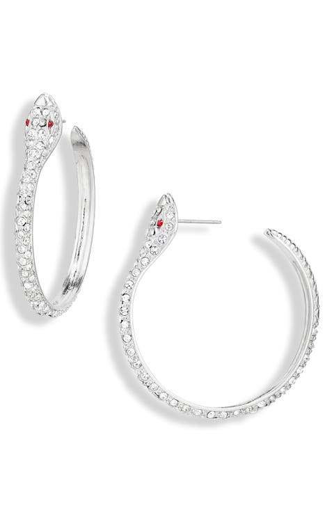 Crystal Pav9 Snake Hoop Earrings