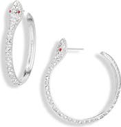 Kenneth Jay Lane Crystal Pav9 Snake Hoop Earrings
