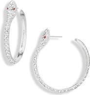 Kenneth Jay Lane Crystal Pav9 Snake Hoop Earrings