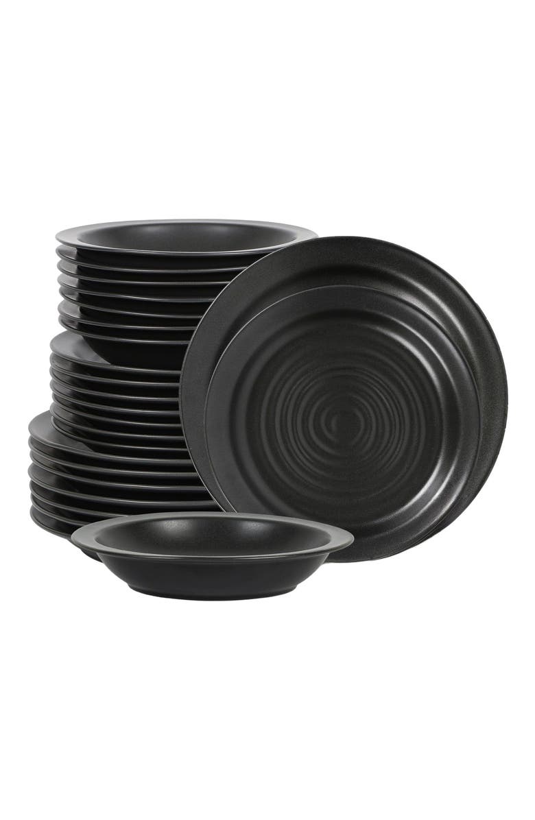 Stone Lain Orbit Stoneware 12-Piece Dinnerware Set with Pasta Bowls, Main, color, Charcoal 24 Piece Set
