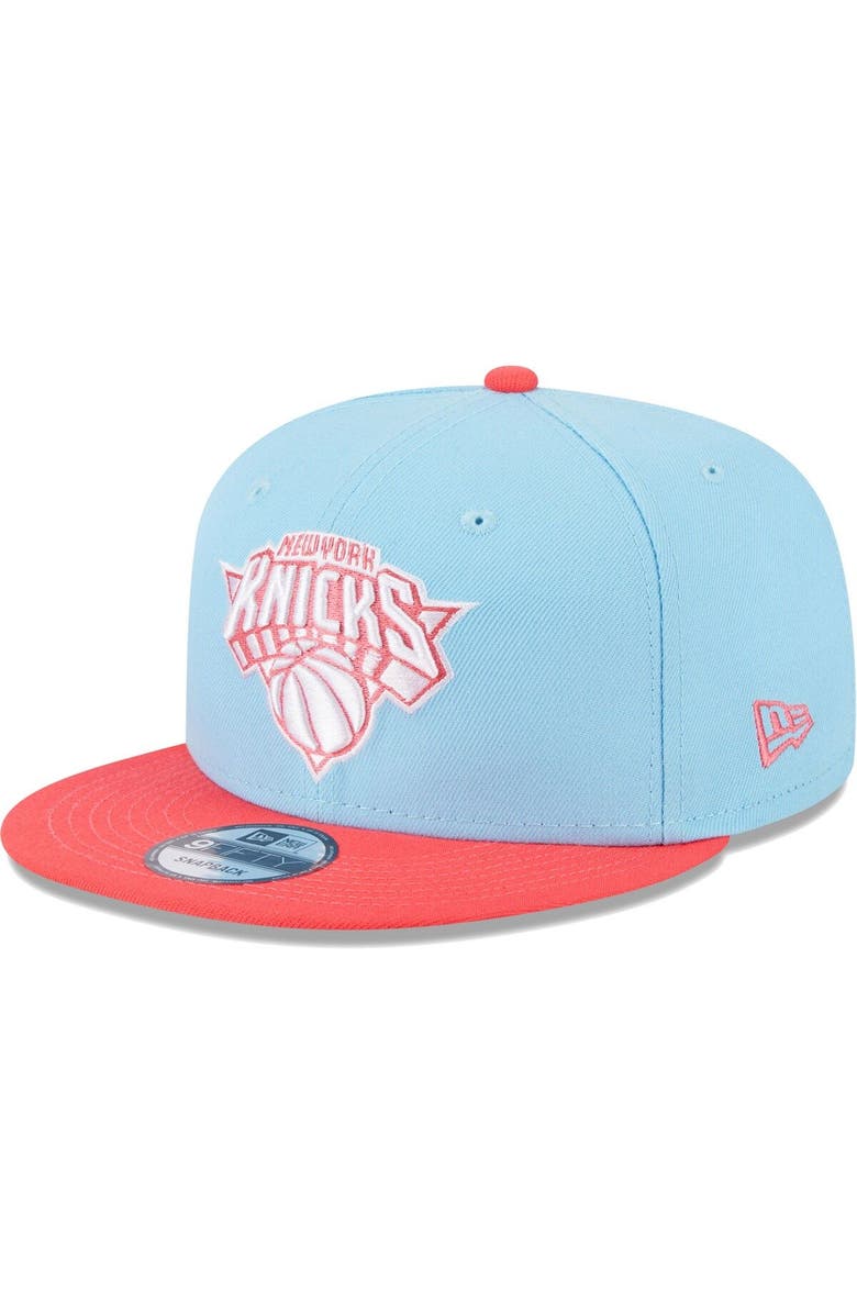 New Era Men's New Era Powder Blue/Red New York Knicks 2-Tone Color Pack 9FIFTY Snapback Hat, Main, color, 