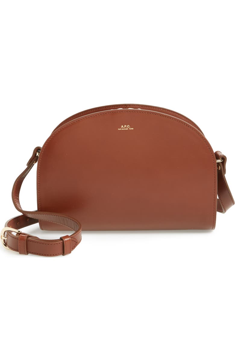 A.P.C. Sac Demi Lune Leather Crossbody Bag, Main, color,