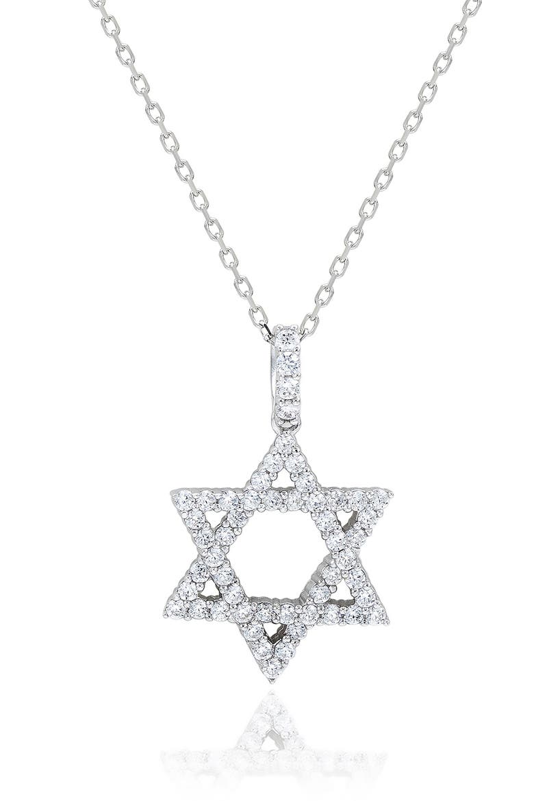 Star of David Pendant Necklace, Main, color, WHITE