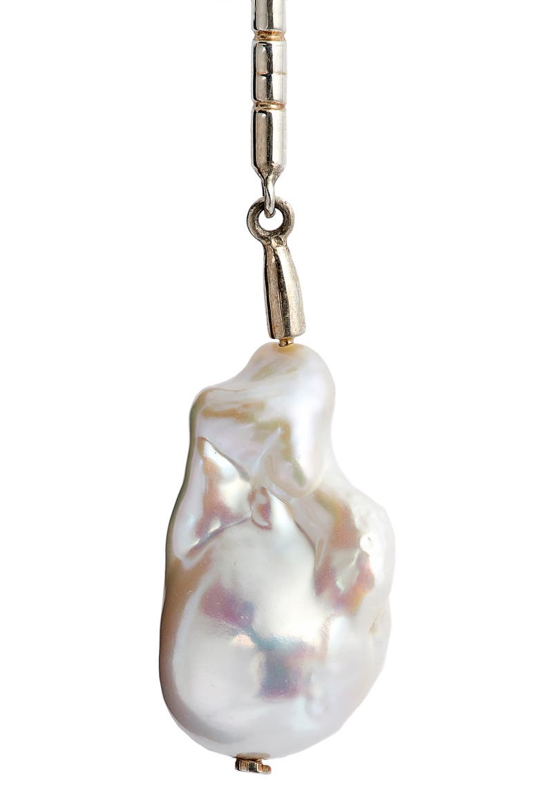 Shell & Freshwater Pearl Linear Drop Earrings, Alternate, color, FRESHWATER PEARL/SILVER