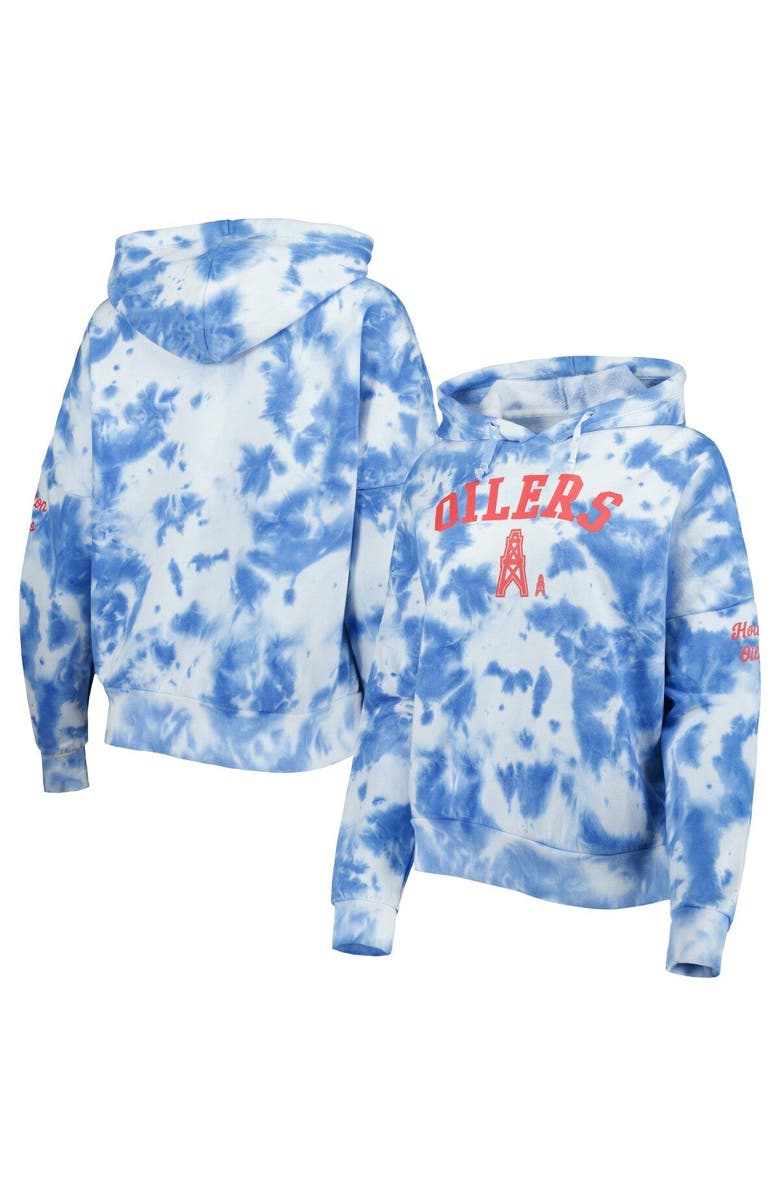New Era Women's New Era Light Blue Houston Oilers Gridiron Classics Cloud Dye Fleece Pullover Hoodie, Main, color, Light Blue